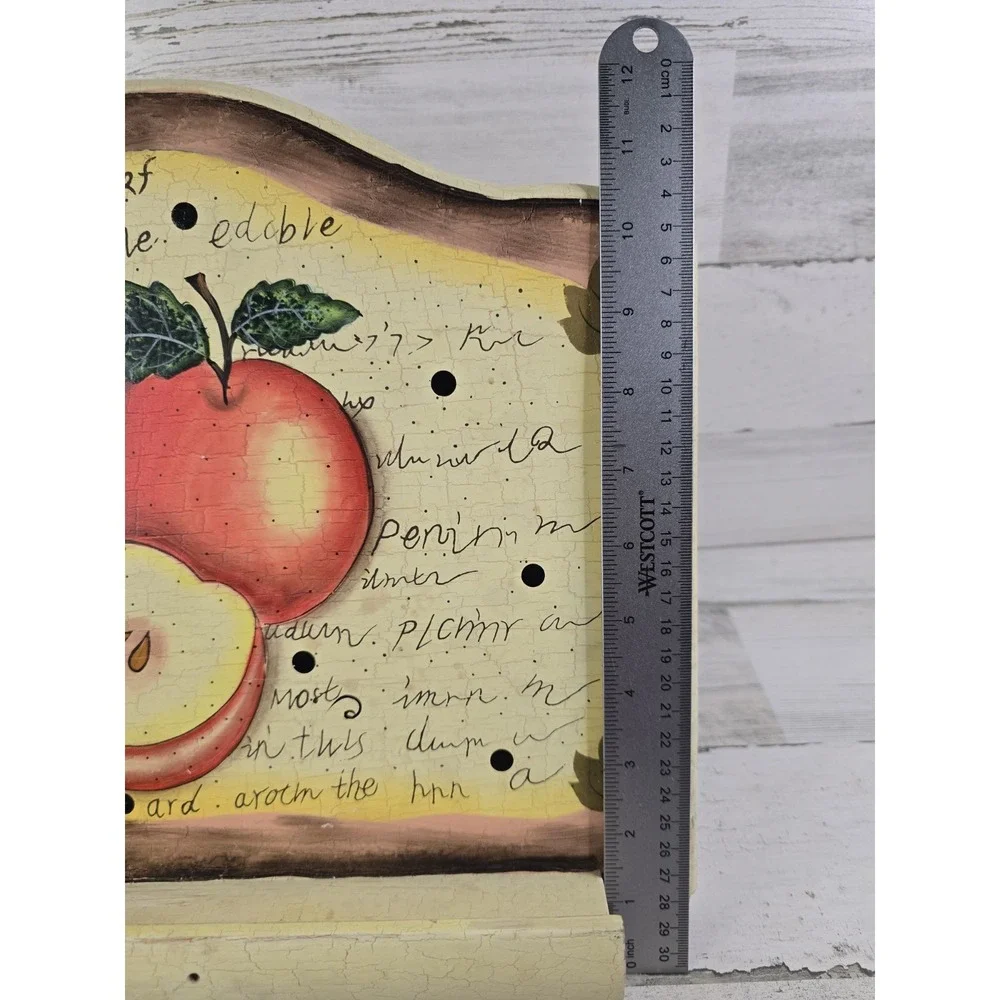 Thomas Pacconi Classics Wood Cookbook Stand Apple Hand Painted Farmhouse Cream